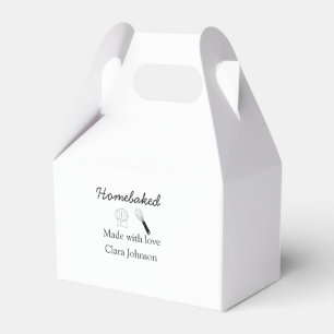 Homebaked bakery made with love add name details favour box