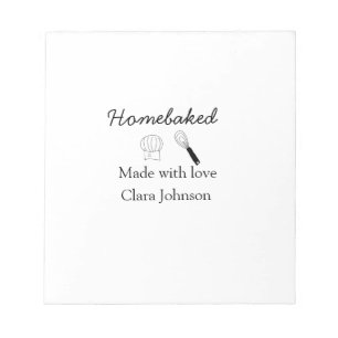 Homebaked bakery made with love add name details notepad