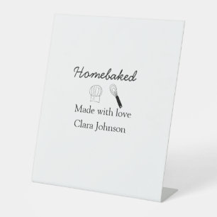 Homebaked bakery made with love add name details pedestal sign