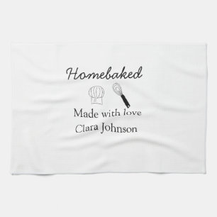Homebaked bakery made with love add name details tea towel