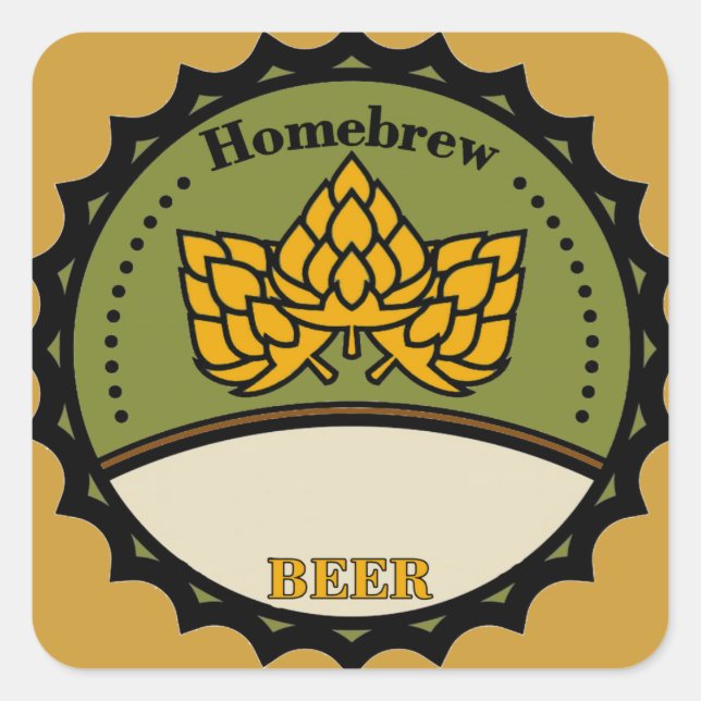Homebrew Beer Label, add name. Square Sticker (Front)