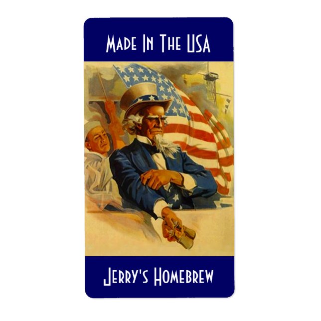 Homebrewing Beer Labels Uncle Sam Made in the USA (Front)