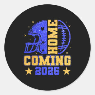 Homecoming 2025 Hoco Football Mama Girl Blue Gold  Classic Round Sticker