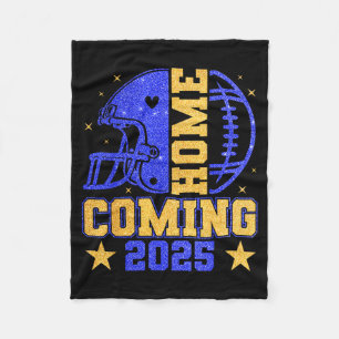 Homecoming 2025 Hoco Football Mama Girl Blue Gold  Fleece Blanket
