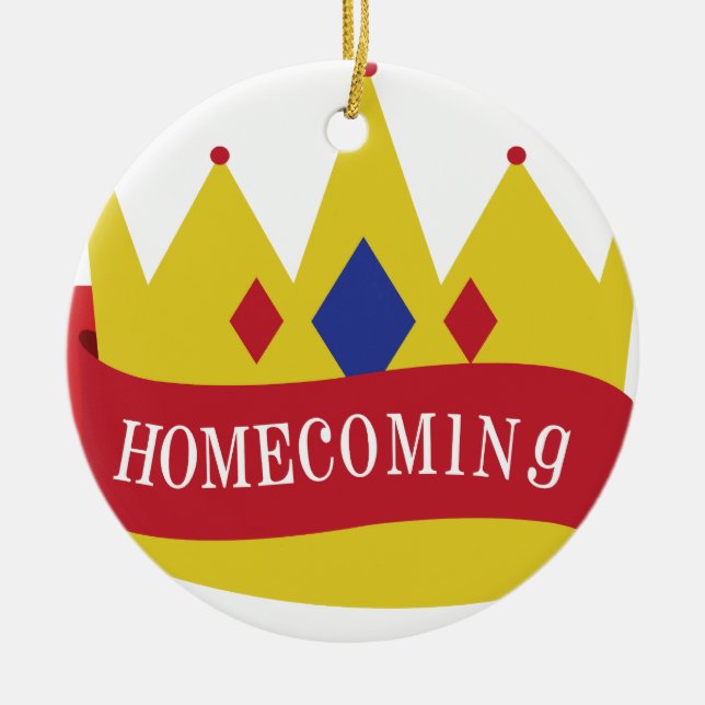 Homecoming Crown Ribbon Ceramic Tree Decoration (Front)