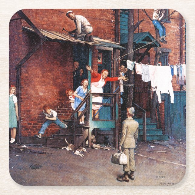 Homecoming G.I. Square Paper Coaster (Front)