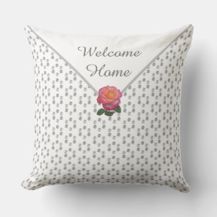 Homecoming Grey Dotted Geometric Pattern & Flower Cushion
