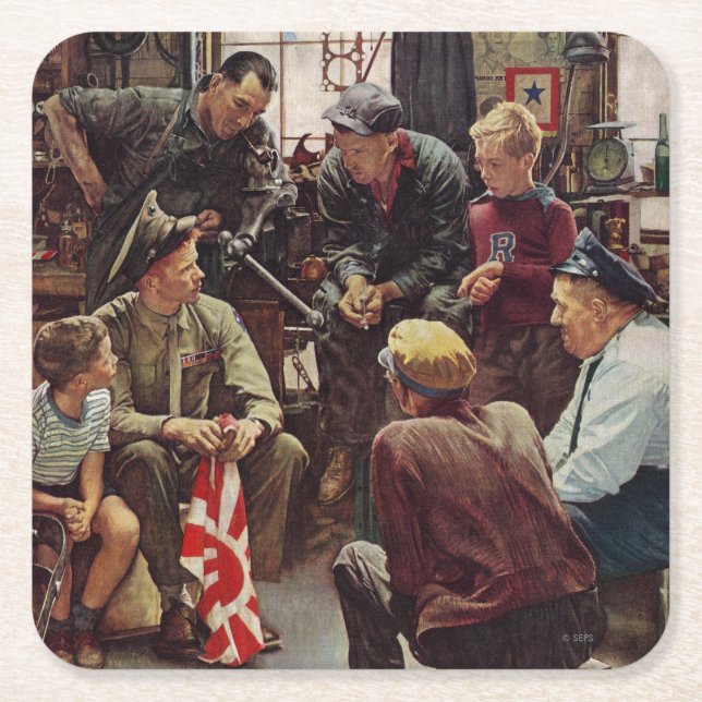 Homecoming Marine Square Paper Coaster (Front)