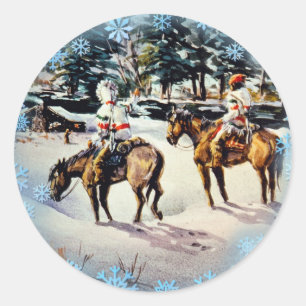 HOMECOMING & SNOWFLAKES by SHARON SHARPE Classic Round Sticker