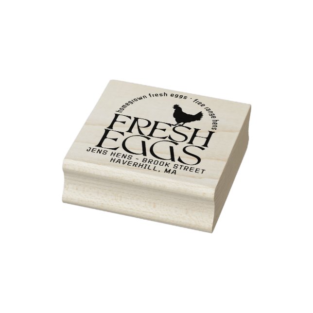 HOMEGROWN FRESH EGGS - FREE RANGE HENS EGG CARTON  RUBBER STAMP (Stamp)