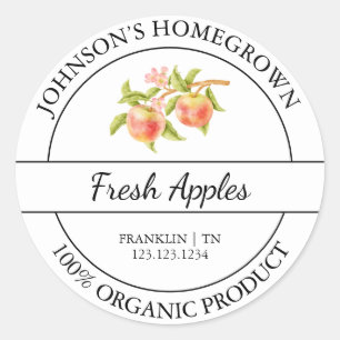 Homegrown Garden Fresh Organic Apple Label