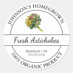 Homegrown Garden Fresh Organic Artichoke Label