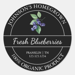 Homegrown Garden Fresh Organic Blueberry Label