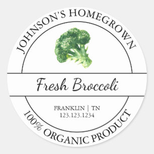 Homegrown Garden Fresh Organic Broccoli Label