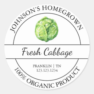 Homegrown Garden Fresh Organic Cabbage Label