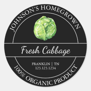 Homegrown Garden Fresh Organic Cabbage Label
