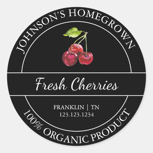 Homegrown Garden Fresh Organic Cherry Label (Front)