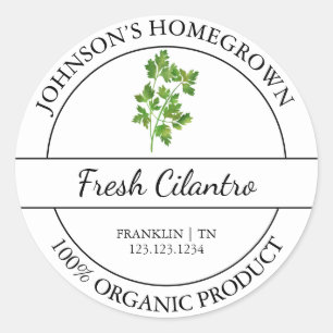 Homegrown Garden Fresh Organic Cilantro Label