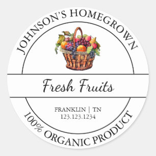 Homegrown Garden Fresh Organic Fruit Label