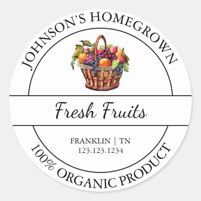 Homegrown Garden Fresh Organic Fruit Label (Front)