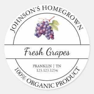 Homegrown Garden Fresh Organic Grape Label