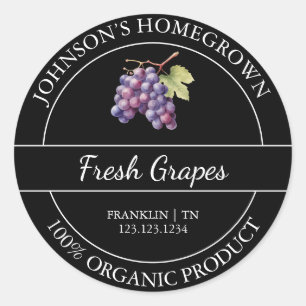 Homegrown Garden Fresh Organic Grape Label