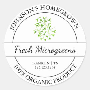 Homegrown Garden Fresh Organic Microgreens Label