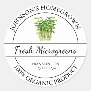 Homegrown Garden Fresh Organic Microgreens Label