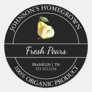 Homegrown Garden Fresh Organic Pear Label
