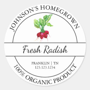 Homegrown Garden Fresh Organic Radish Label