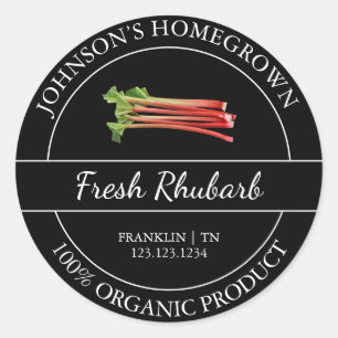 Homegrown Garden Fresh Organic Rhubarb Label