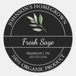 Homegrown Garden Fresh Organic Sage Label