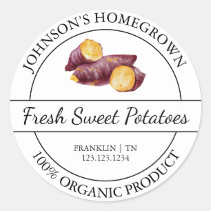 Homegrown Garden Fresh Organic Sweet Potato Label