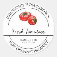 Homegrown Garden Fresh Organic Tomato Label