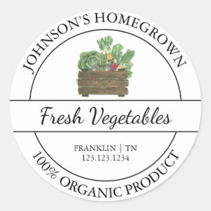 Homegrown Garden Fresh Organic Vegetable Label