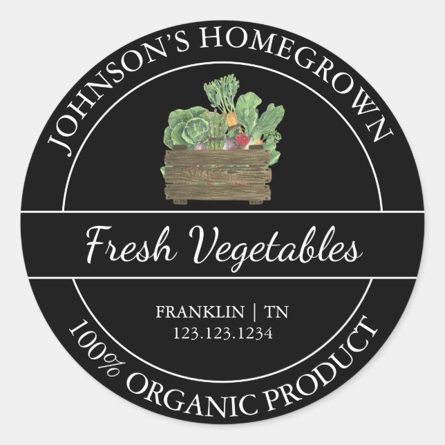 Homegrown Garden Fresh Organic Vegetable Label (Front)