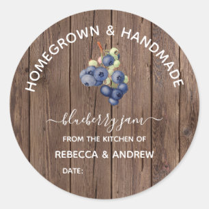 Homegrown & Handmade Blueberry Jam Barn Wood Classic Round Sticker