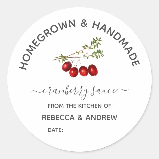 Homegrown & Handmade Cranberry Sauce Vintage Classic Round Sticker (Front)