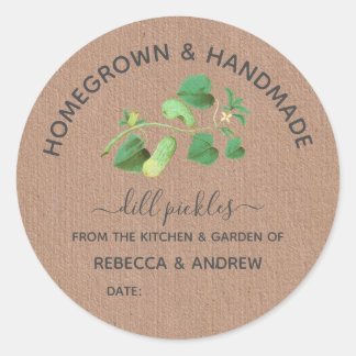 Homegrown & Handmade Dill Pickle Kraft Paper Classic Round Sticker
