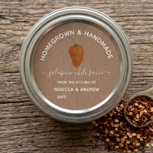 Homegrown & Handmade  Jalapeno Chilli Sauce Jar Classic Round Sticker