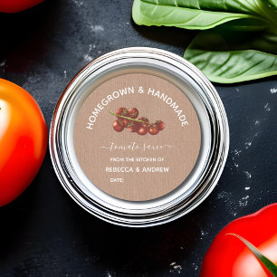 Homegrown & Handmade Kraft Tomato Sauce Mason Jar Classic Round Sticker