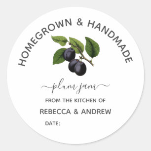 Homegrown & Handmade Plum Jam Vintage Classic Round Sticker