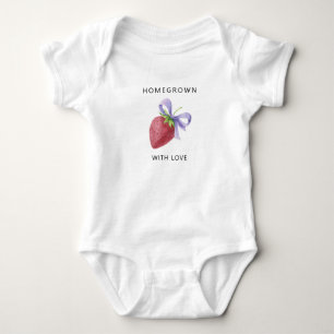Homegrown with love - Strawberry with bow - Baby Bodysuit