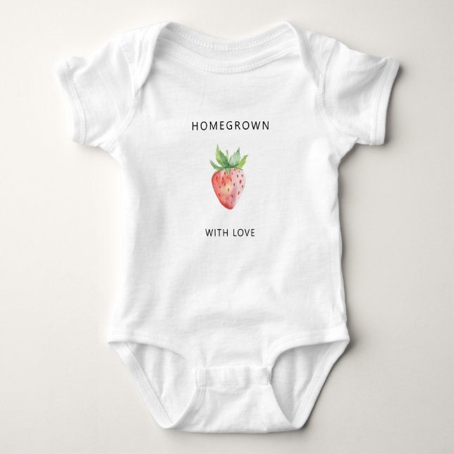 Homegrown with love - Watercolor Strawberry - Baby Bodysuit (Front)