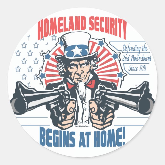 Homeland Security Begins with 2nd Amendment Classic Round Sticker (Front)