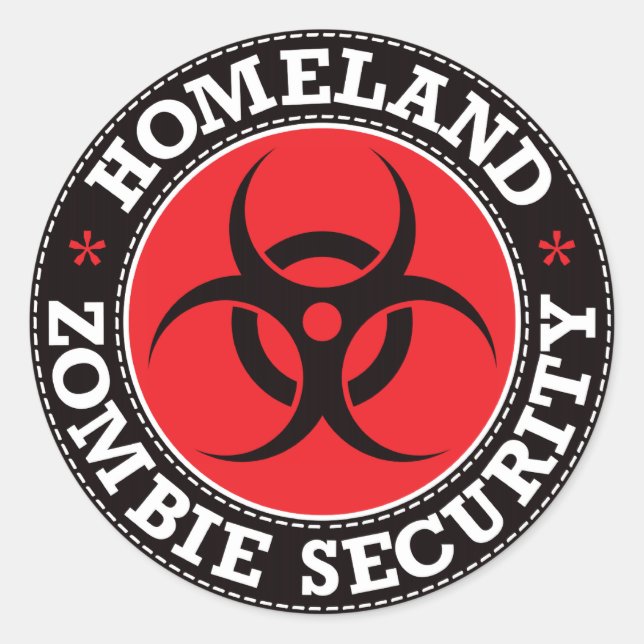 Homeland Zombie Security - Red B Classic Round Sticker (Front)
