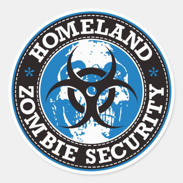 Homeland Zombie Security Skull - Blue Classic Round Sticker (Front)