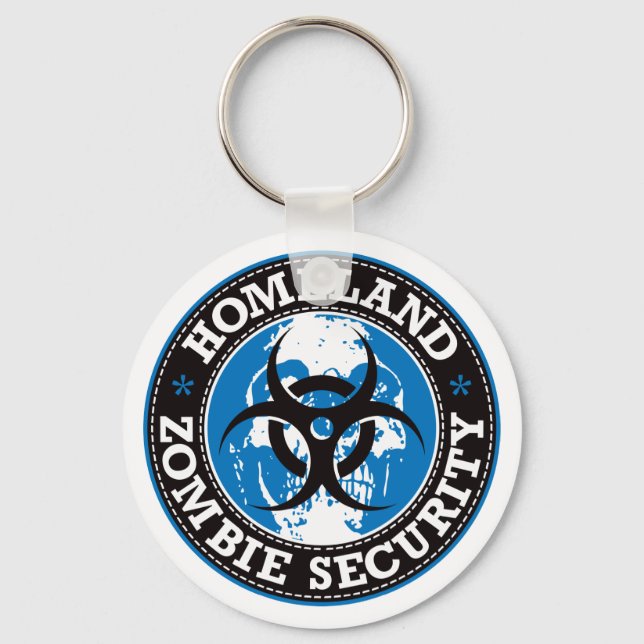 Homeland Zombie Security Skull - Blue Key Ring (Front)