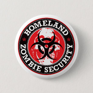 Homeland Zombie Security Skull - Red 6 Cm Round Badge