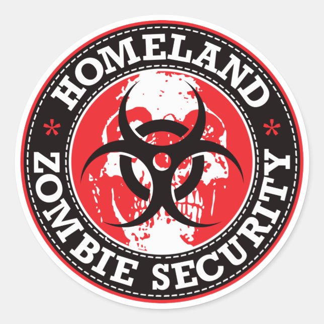 Homeland Zombie Security Skull - Red Classic Round Sticker (Front)